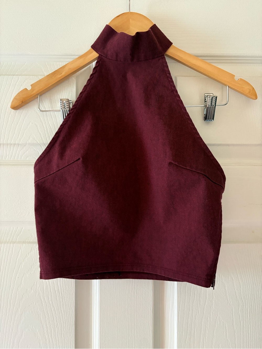 Charlotte Russe Burgundy Halter Crop Top